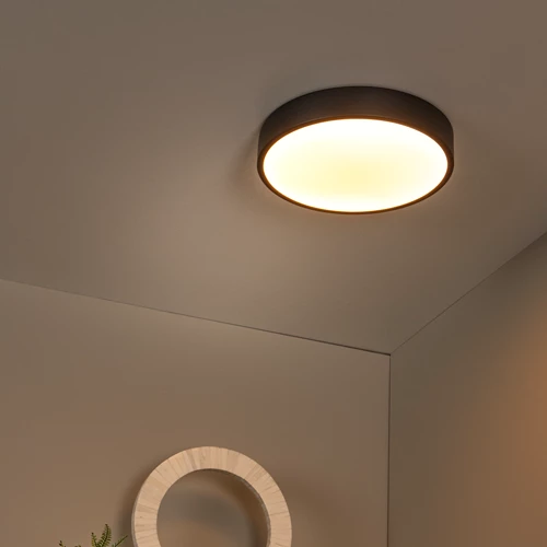 Lucide UNAR - Plafonnière - Ø 30 cm - LED 3 StepDim - 1x18W 2700K - Zwart - sfeer 1